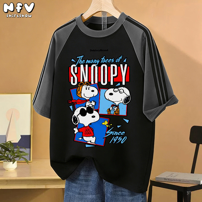 【จัดส่งตลอด 24 ชั่วโมง】NFV เสื้อยืดแขนสั้นคอกลม สไตล์เกาหลี ลายพิมพ์การ์ตูน Snoopy ทรงหลวม ระบายอากาศ ผ้าฝ้าย YG4806 ราคา ถูกที่สุด ดีลบีเคเค