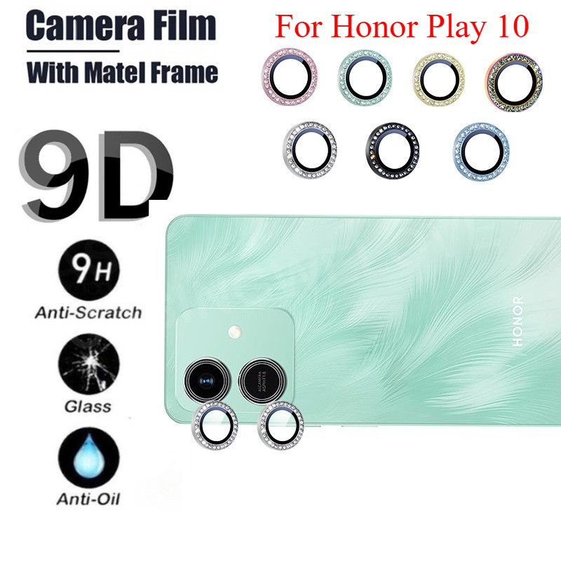 ป้องกันหน้าจอสําหรับ Honor Play 10 Play10 5G 4G 2026 เลนส์กล้องเพชรโลหะกระจกกลับเลนส์แหวนฝาครอบ