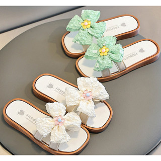 KIDSZONE ️รองเท้าแตะเด็กผู้หญิงแบบสวมพื้นเตี้ย รุ่นYND8843