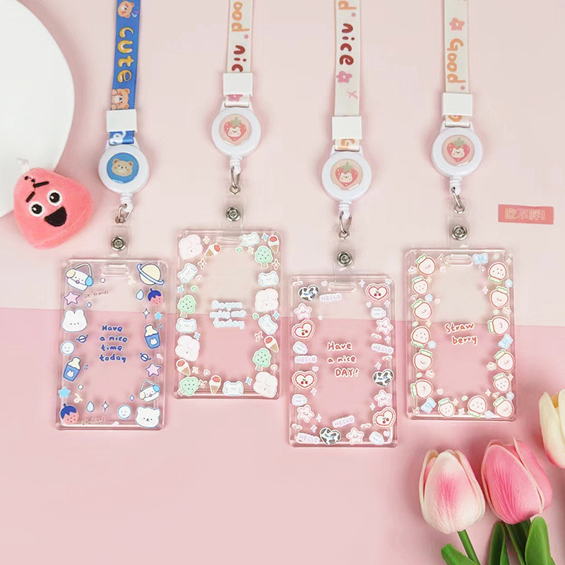 ซองใส่บัตรสไลด์โปร่งใส ป้องกันการสูญหายสำหรับบัตรพนักงาน ซองใส่บัตรผ่านประตู บัตรโดยสารรถเมล์ 🍓🍒✨