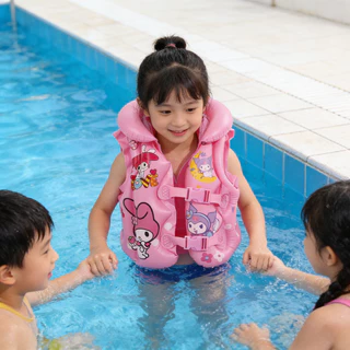 ชูชีพเด็ก เสื้อกั๊กชูชีพแบบเป่าลม วัสดุ PVC รับน้ำหนักได้มาก ใส่ง่ายและถอดง่าย รูปภาพการ์ตูนน่ารั