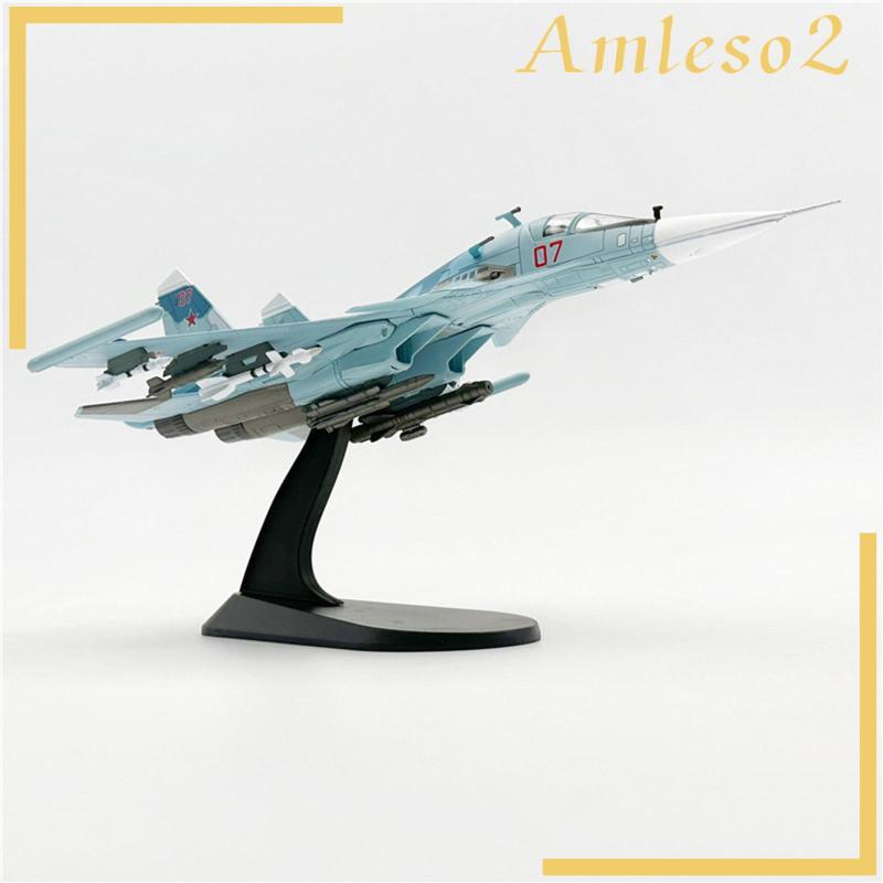 [Amleso2] 1/100 Scale SU35 Plane Metal Alloy Fighter Model Display Stand Miniature