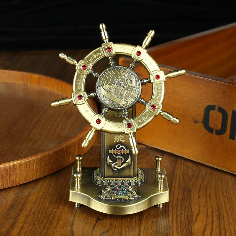 เครื่องประดับ Rudder Hand Rudder Smooth Sailing Rudder ทองเหลืองสํานักงานของขวัญสร้างสรรค์ Pin Navig