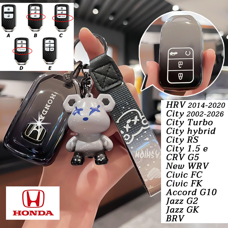 WRV City Turbo HRV 2016 CRV G5 City RS HONDA พวงกุญแจรีโมทกุญแจ Civic FC FK Accord G10 Jazz G2 Jazz GK BRV สไตล์ไล่ระดับสีผู้ถือกุญแจรถ