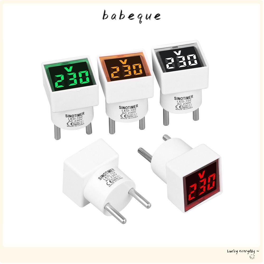 BABEQUE Square โวลต์มิเตอร์, จอแสดงผล LED เครื่องวัดแรงดันไฟฟ้า, ปลั๊ก AC EU แบบพกพา 220V/230V โวลต์