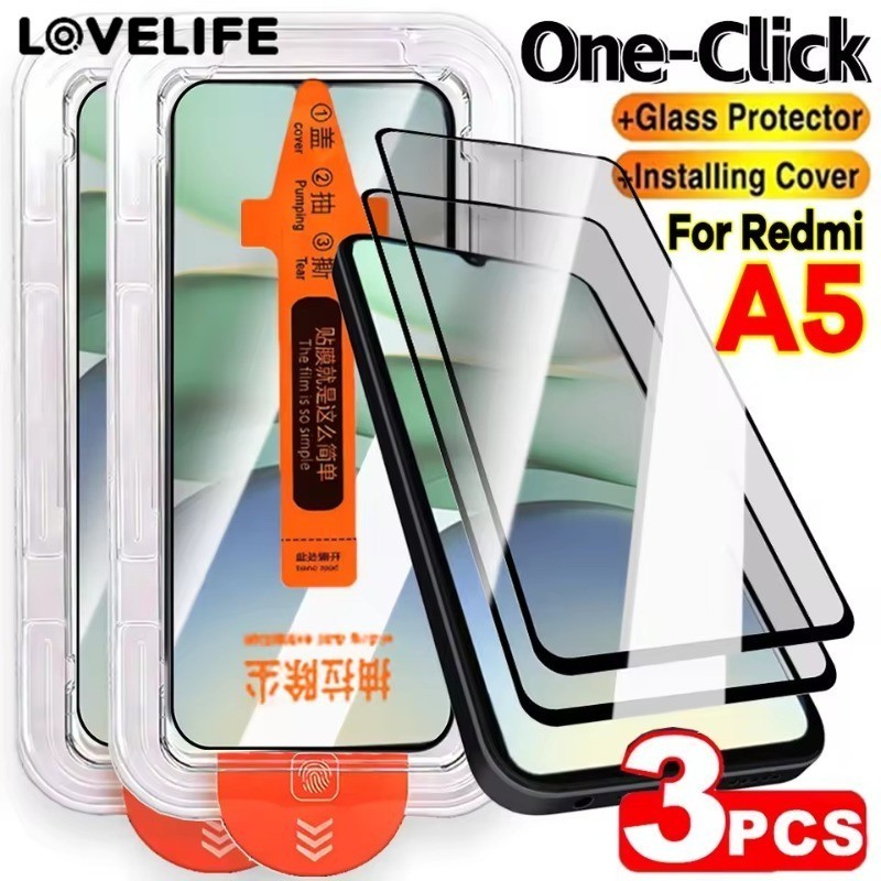 [AUTO&3C]กระจกนิรภัยป้องกันรอยขีดข่วนลายนิ้วมือ1/2/3 ชิ้นสําหรับ REDMI A5|ห้องปลอดฝุ่น Full Coverage HD Clear |ตัวป้องกันหน้าจอความเป็นส่วนตัว