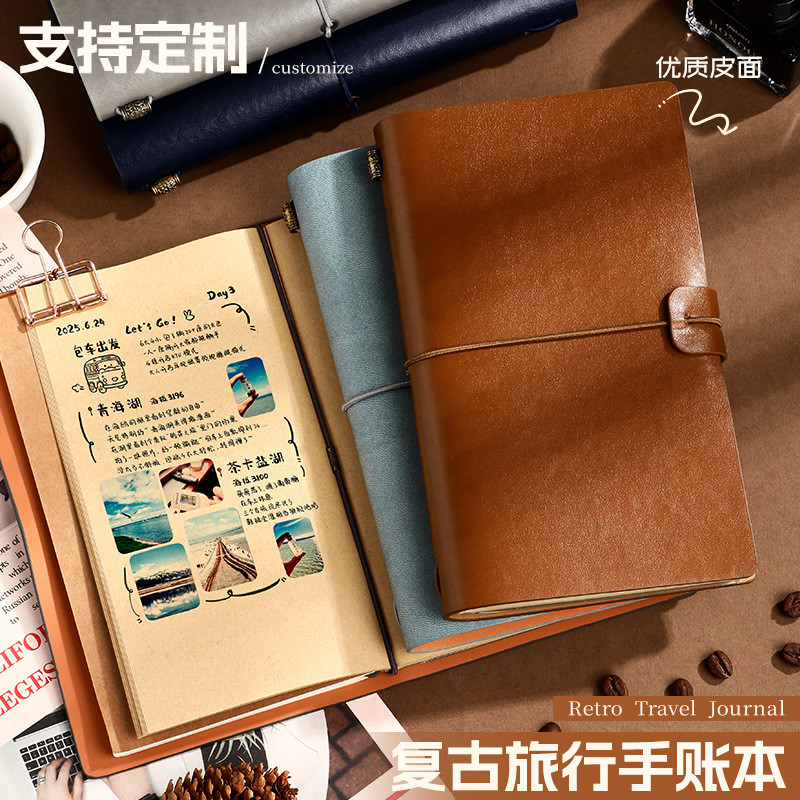 Retro NoteBook ฝาครอบหนัง PU + กระดาษ 100 แกรมขนาด A6