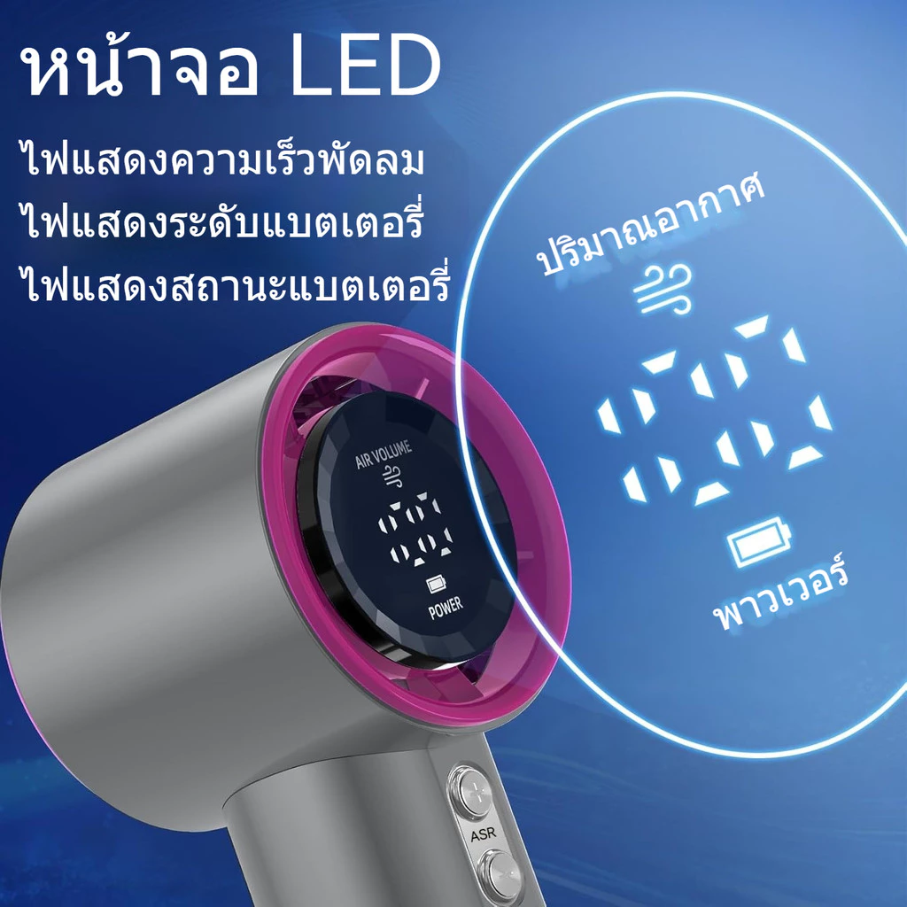 พัดลมพกพา 100 ระดับ จอแสดงผล LED แบต 5000mAh thumbnail 3