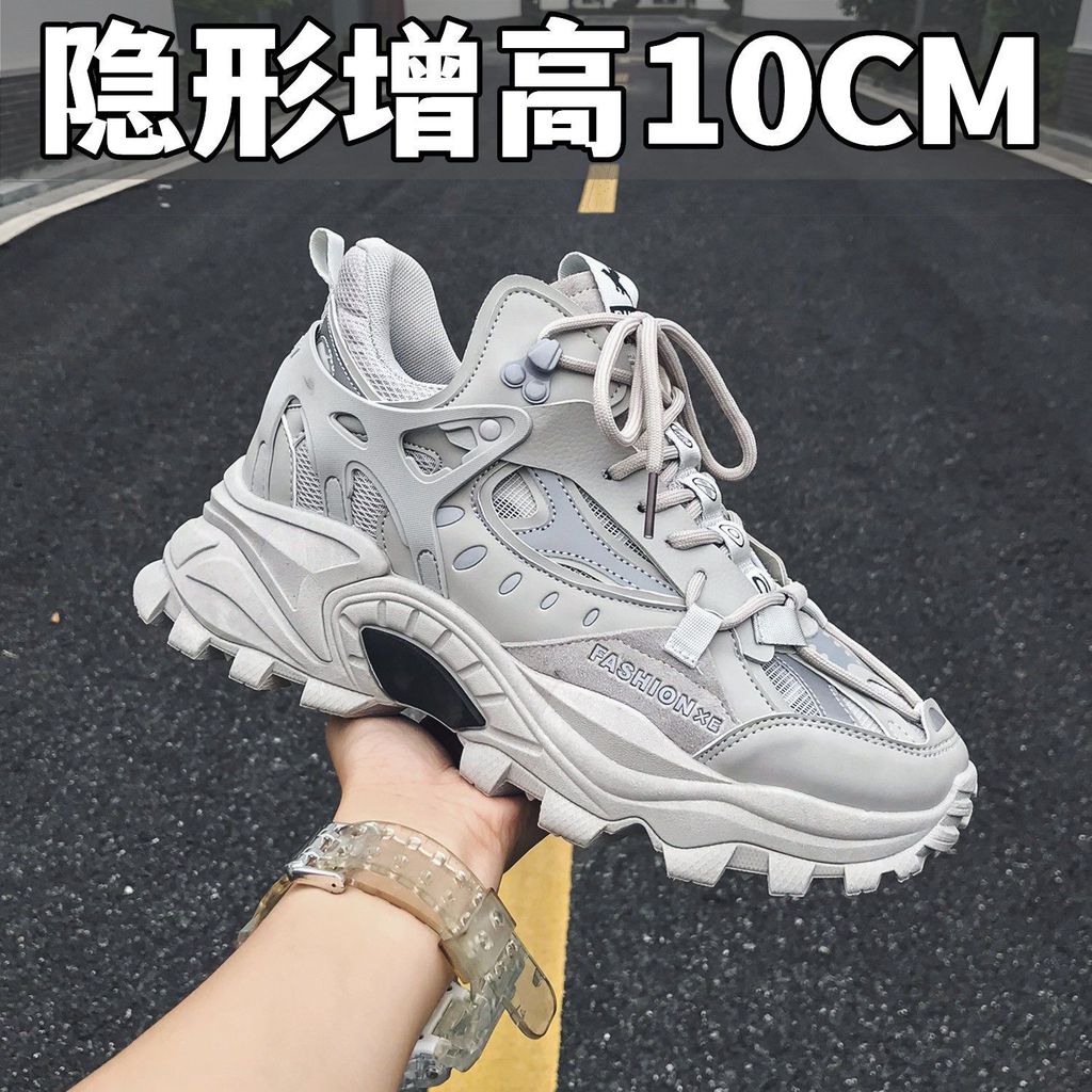 ฤดูร้อน ins รองเท้าอินเทรนด์ Breathable All-Match Daddy รองเท้าความสูงภายในรองเท้าผู้ชาย 10cm8cm6cm 
