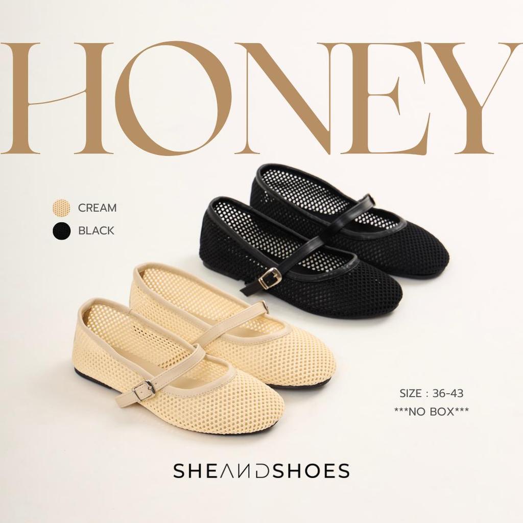 🚗 ส่งด่วน กทม - HONEY รองเท้า Mary Jane ตาข่ายพรีเมี่ยม [ Sz.36-43 ] **แนะนำลดไซส์** ผ้านิ่ม ใส่สบาย **No Box**