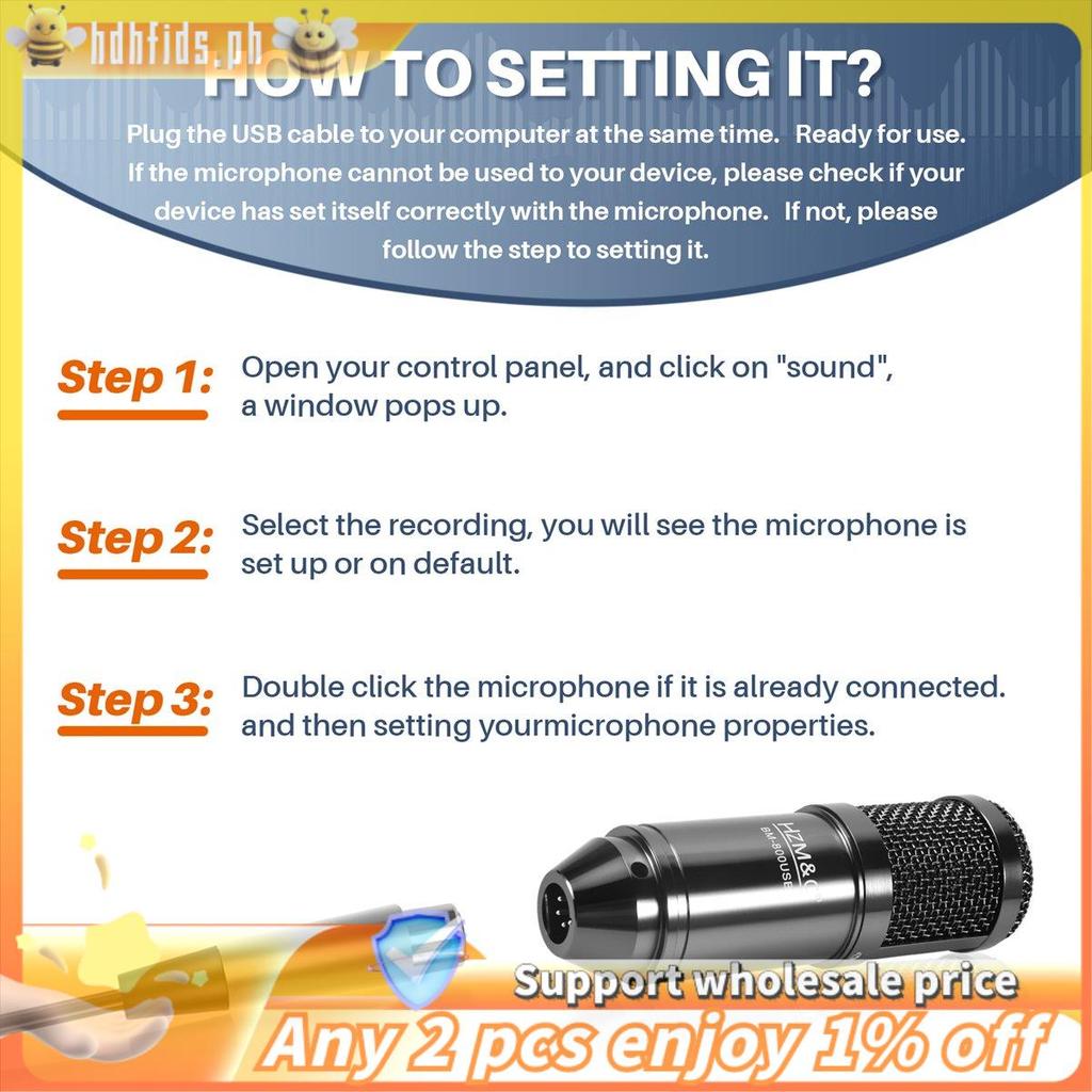-&C อัพเกรด Bm 800 ไมโครโฟนคอนเดนเซอร์ Usb Studio Mic สําหรับคอมพิวเตอร์บันทึกคาราโอเกะ Pc (สีดํา)
