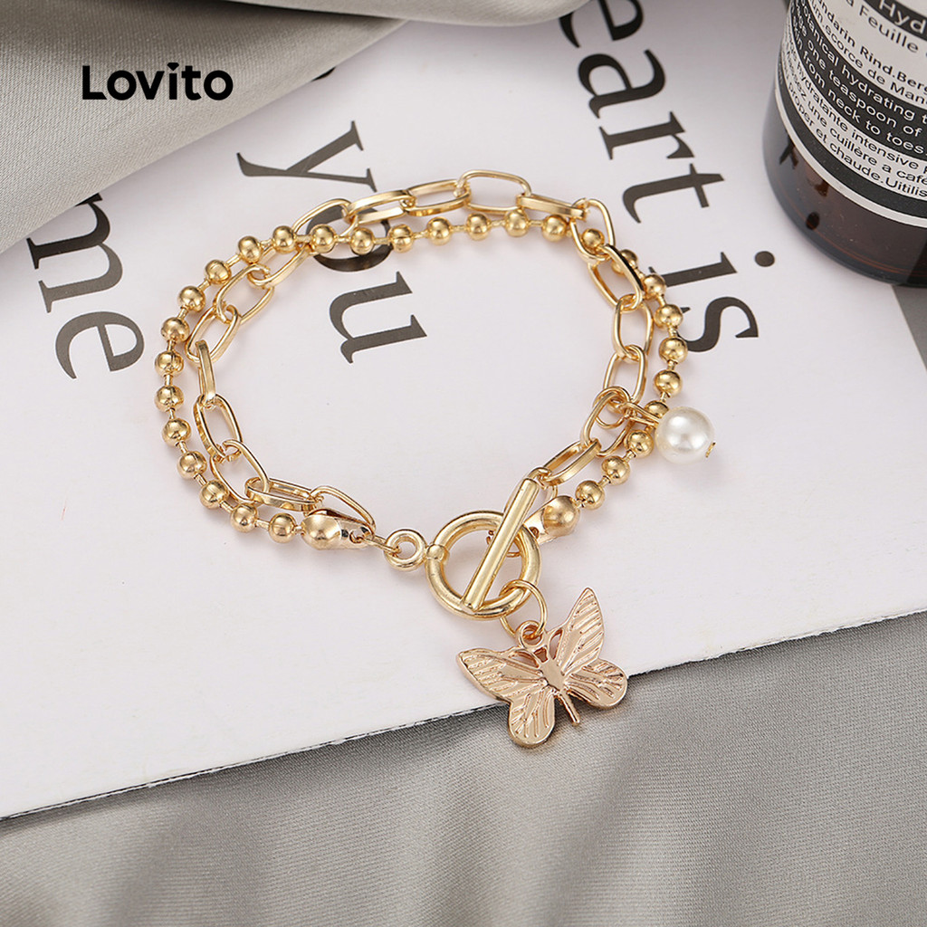 Lovito سوار معدني ذهبي كاجوال LFA114061 — صورة 2
