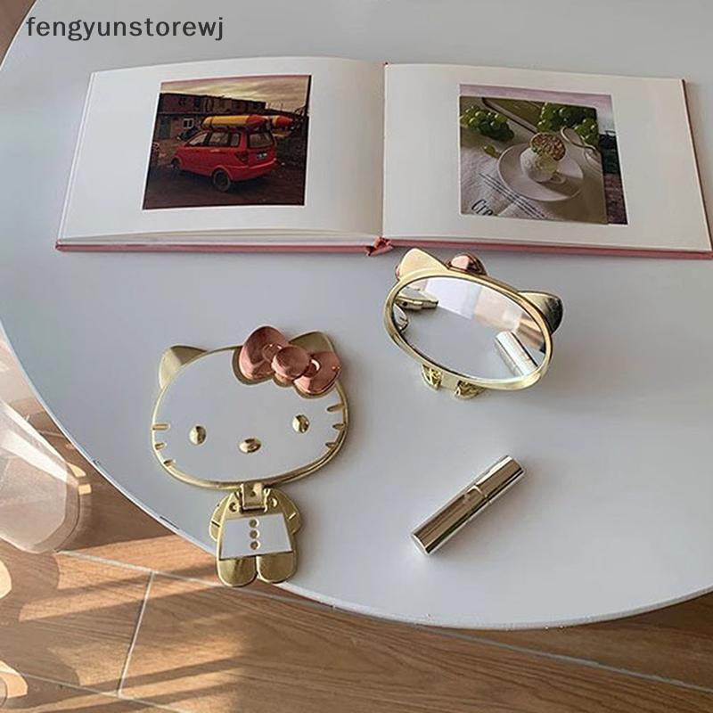 Fengyunstorewj Hello Kitty กระจกพับ 3D - กระจกแต่งหน้ามือถือแบบพกพาของขวัญเด็กผู้หญิง TH
