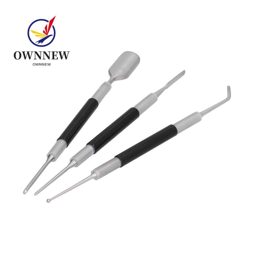 OWNNEW 3 ชิ้นชุด Latte Art เข็ม, 3 ชิ้นชุดช้อน & Lance Latte Art ปากกา, อุปกรณ์กาแฟสแตนเลสสีดํา Espr