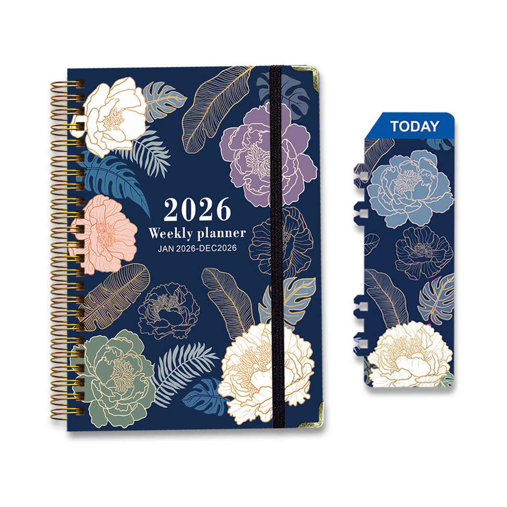 A5 Hard Shell Coil Notepad โลโก้ที่กําหนดเอง All Year Planner Handbook ธุรกิจแบบหลวม
