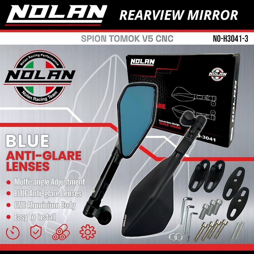 NOLAN Tomok V5 กระจกสีฟ้า CNC อลูมิเนียมเต็มพร้อมวาริชั่น