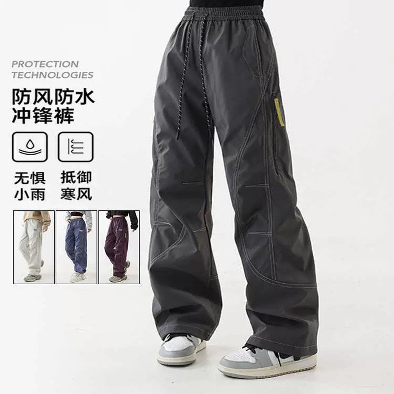 Three-Proof Outdoor Technical Trousers Quick-Drying Sports American Overalls Fleece-Lined Warm Casua