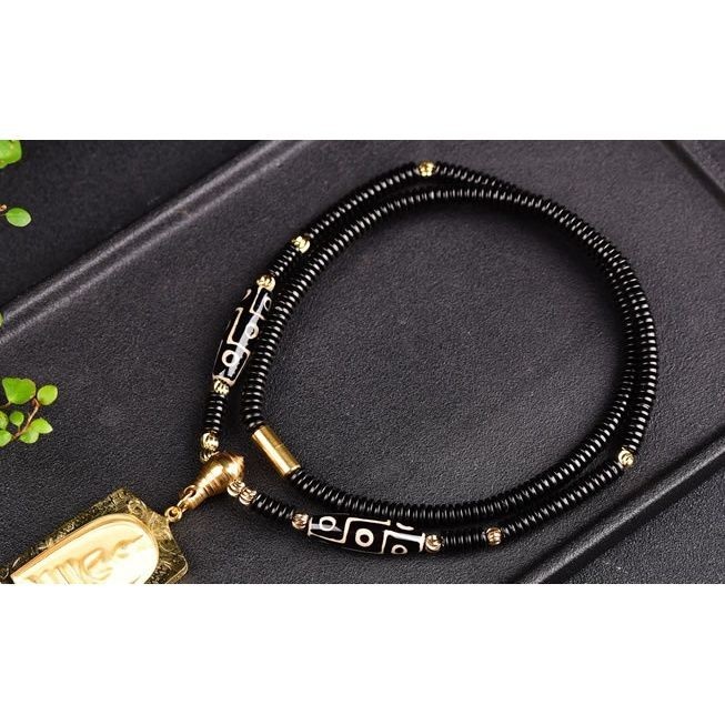ไทยพระพุทธรูป Amulet CHAIN Dzi สร้อยคอลูกปัดสีดํา C ประเทศไทย Amulet CHAIN สร้อยคอลูกปัดสีดํามะพร้าว