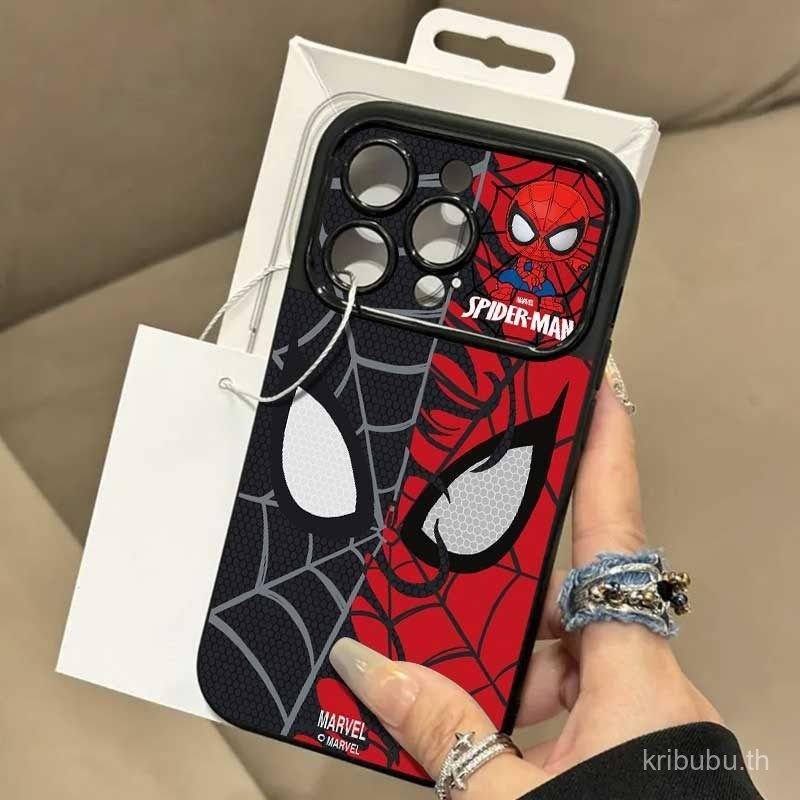 เคสโทรศัพท์ซิลิโคน เหมาะสําหรับ iPhone 16ProMax เย็บสีแดงสีดํา Spiderman 14 17Pro 15ProMax 11 13 15 12 17ProMax 16Pro 14ProMax รวมทุกอย่างกันกระแทก VVHF