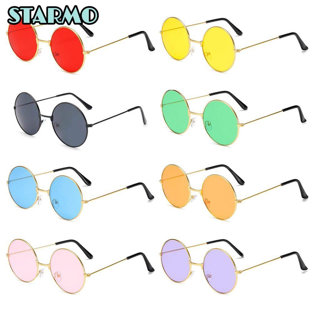 STARMO แว่นกันแดดโลหะ Party Hippie Retro Circle Glasses