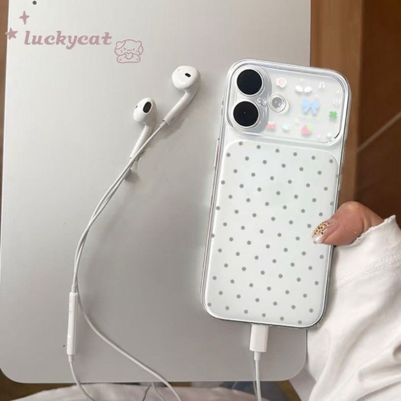 Ins Dots Bow Clear Matte ทันทีเปิด 17 เคสโทรศัพท์สําหรับ iPhone 17 16 15 14 13 12 11 Pro Max X XR XS Max 7 8 Plus SE2020