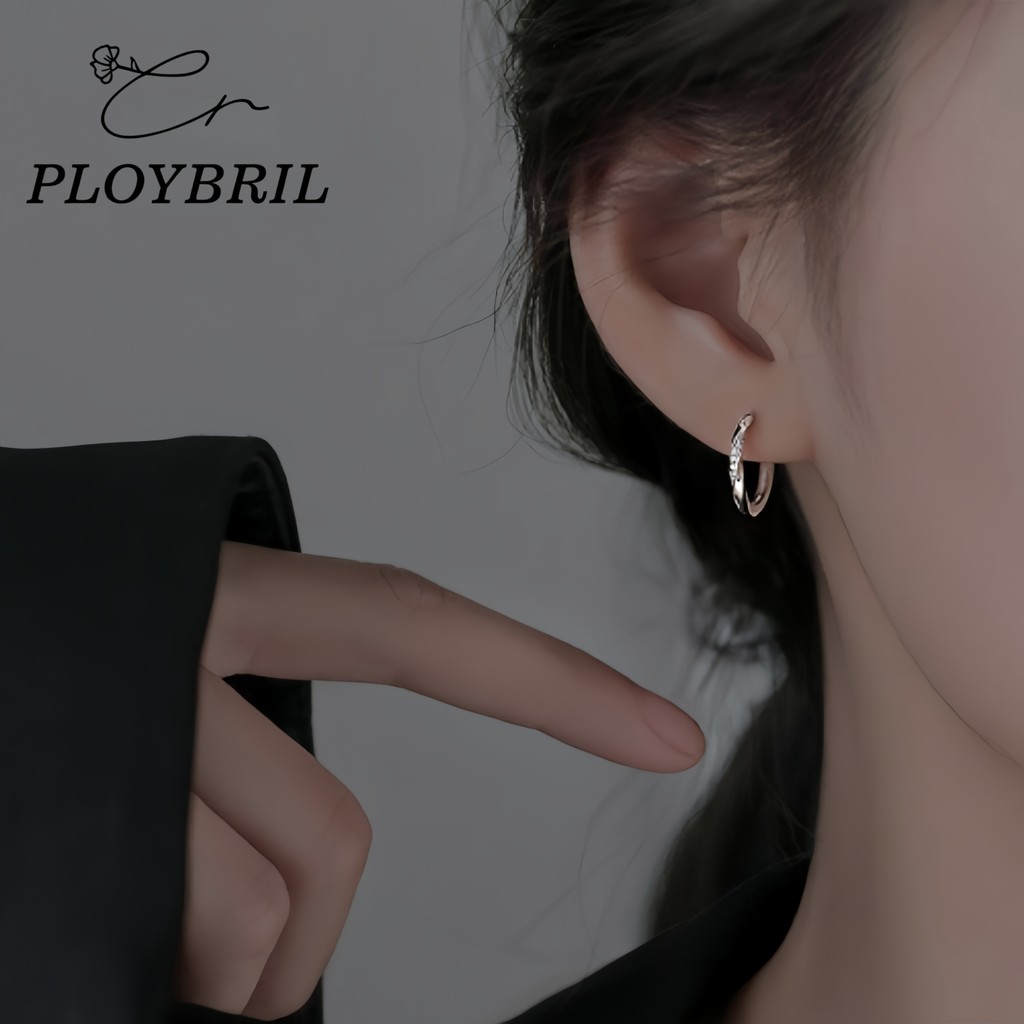 PLOYBRIL ต่างหูเงิน Zircon Tpiral ตุ้มหูเงินแท้ ต่างหูเงินแท้925 ตุ้มหูเพชร Moissanite วาเลนไทน์ E056
