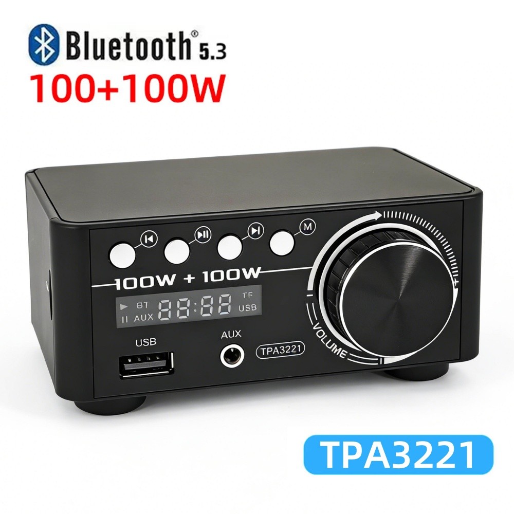 บลูทูธ 5.3 TPA3221 Class D Power Mini Amplifier 2.0 เครื่องขยายเสียงดิจิตอล 100Wx2 200W Home Audio S