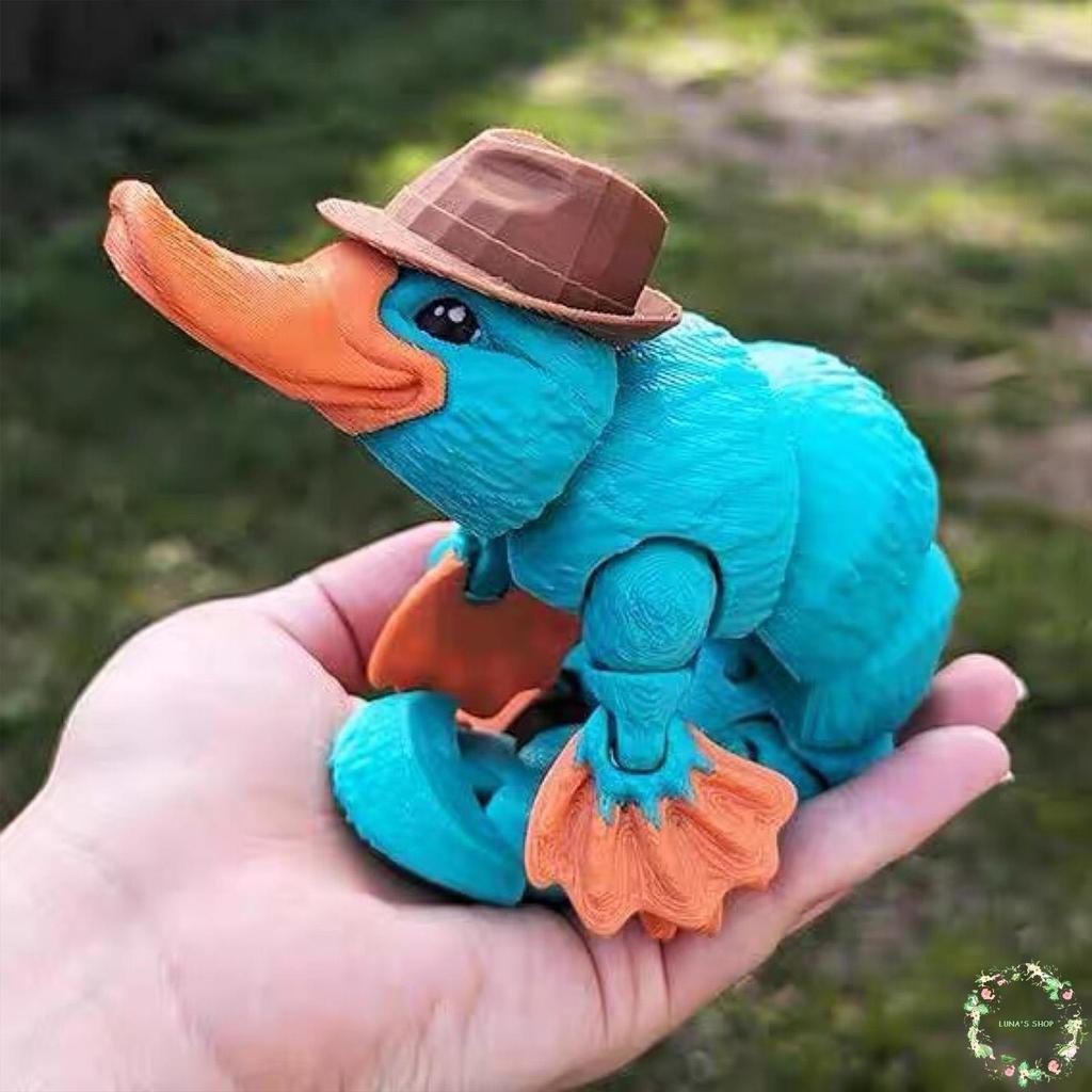 3D พิมพ์ Platypus ของเล่นสนุก Articulated ตุ๊กตาสัตว์ของเล่นสําหรับโต๊ะชั้นวางหนังสือหรือ PC Setup