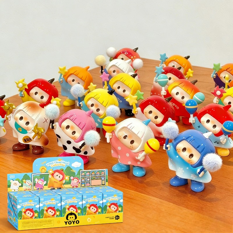 8 ชิ้น Yoyo Tilted Head Series กล่องตาบอดน่ารัก Mini Figures อะนิเมะเครื่องประดับตุ๊กตาแฟนของเล่นเด็
