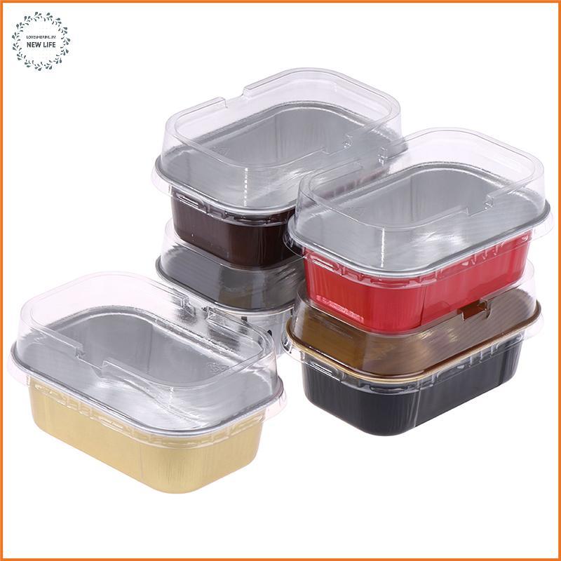 [LS] 10 ชิ้น 168 มิลลิลิตรสี่เหลี่ยมอลูมิเนียมฟอยล์เบเกอรี่ถ้วยทนความร้อน Cupcake Liner แม่พิมพ์ขนมเ