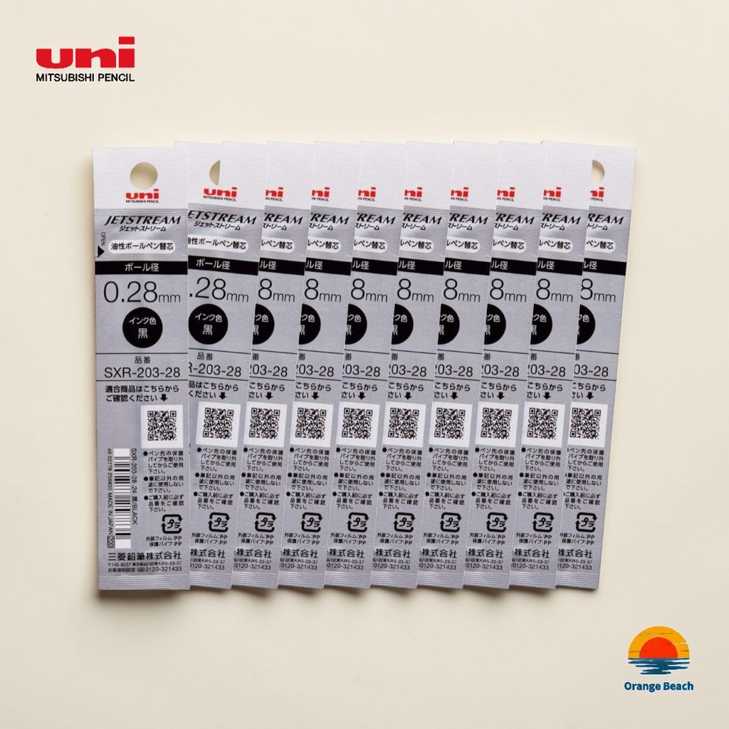 Uni Jetstream Edge Refill SXR-203-28/ไส้ปากกา 10 ชิ้น/เขียนลื่น 0.28mm/นำเข้าจากญี่ปุ่น
