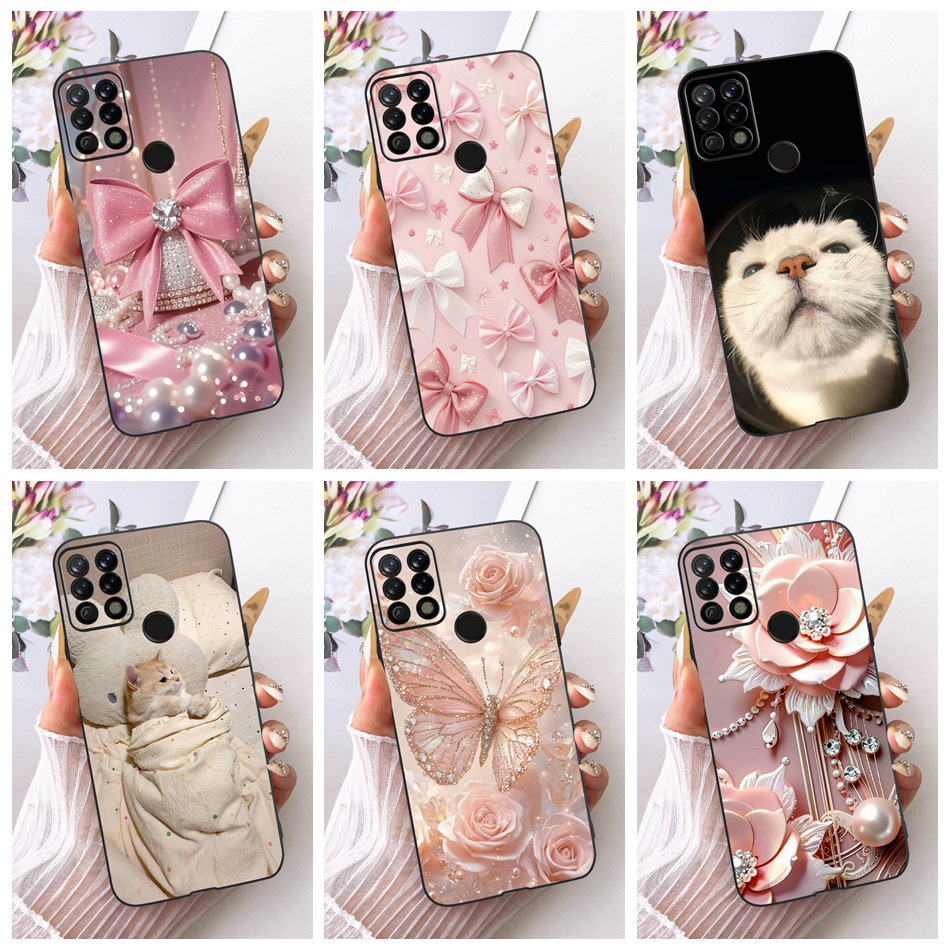สําหรับ Tecno Pova LD7 LD7j ใหม่ Elegant Floral Cat จิตรกรรมปลอก Tecno Pova ซิลิโคนสีดํานุ่มเคสโทรศั