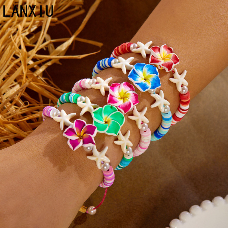 สร้อยข้อมือ.Handmade.Polymer.Clay.ลายดอกไม้.Boho.สำหรับ.สาวๆ.ฤดูร้อน ราคา ถูกที่สุด ดีลบีเคเค แกลเลอรีภาพที่ 3