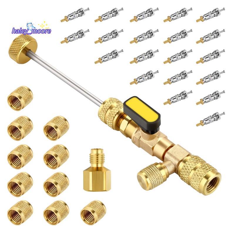 [ส่วนลด H]Valve Core Remover ชุดเครื่องมือติดตั้งวาล์ว Core Remover แกนวาล์วเปลี่ยนคู่ขนาด 1/4 และ 5