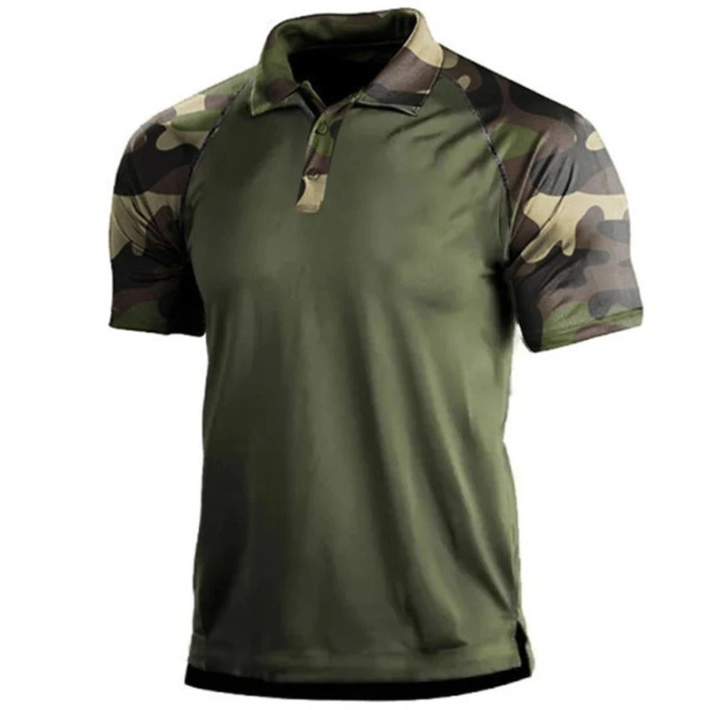 2026Fashion Camouflage Graphic เสื้อโปโลผู้ชายอินเทรนด์ฤดูร้อนแขนสั้น 3D พิมพ์เสื้อโปโลหลวม Breathable Lapel Tees Tops 5KX0
