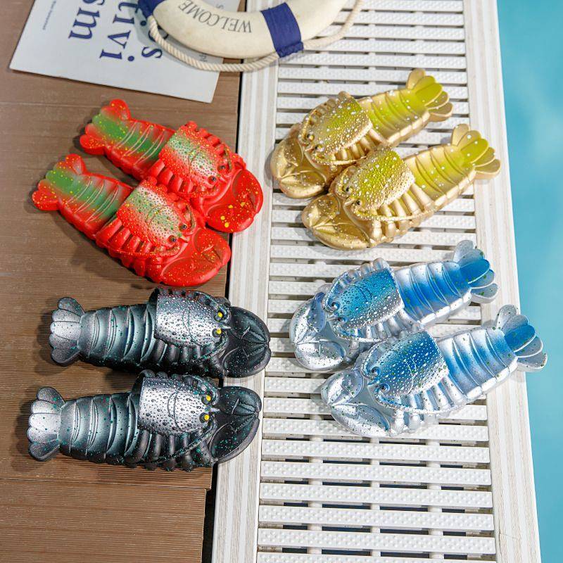 New Crayfish Slippers Men Funny Fun Men and Women Couple Beach Flip-Flops Men Outdoor Slippers Women