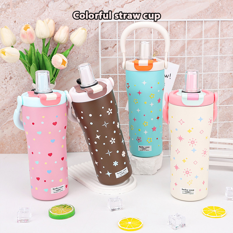 แก้วเยติ แก้วน้ํา สแตนเลส 800ml ขวดน้ำสแตนเลส316 ใช้หลอดดูด ขวดน้ํา พกพา น่ารัก มีหูจับ ฝาปิดแบบถือได้ T01307