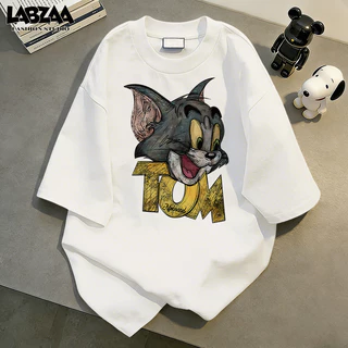 【จัดส่งจากกรุงเทพฯ】LABZAA ใหม่ล่าสุด✨เสื้อยืดลาย คอกลมฤดูร้อน โอเวอร์ไซซ์ ใส่สบาย YG1412