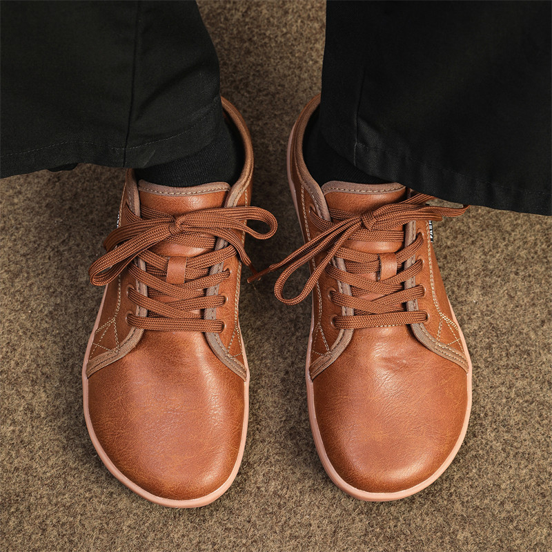 Plus ขนาด 37-48 Unisex กว้าง Barefoot รองเท้า Minimalist หนังรองเท้าผ้าใบ Zero Drop กว้าง Toe กล่อง Comfort Walking Flats