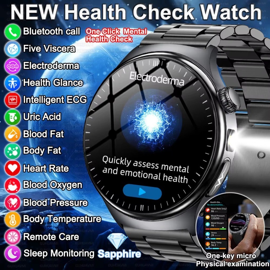 ใหม่หัวใจสุขภาพตรวจสอบ SmartWatch การวัดที่แม่นยํา ECG Heart Rate ความดันโลหิต Uric Acid สุขภาพสมาร์