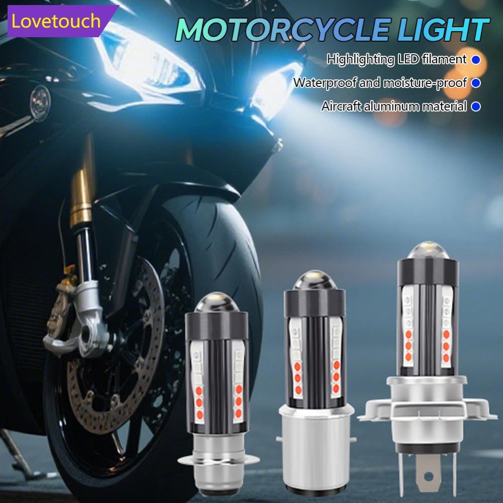 LOVETOUCH ไฟหน้ารถจักรยานยนต์ LED H4 H6 BA20D P15D H4 สี่สีไฟหน้าโปรเจคเตอร์เลนส์หลอดไฟมอเตอร์ขับรถ 