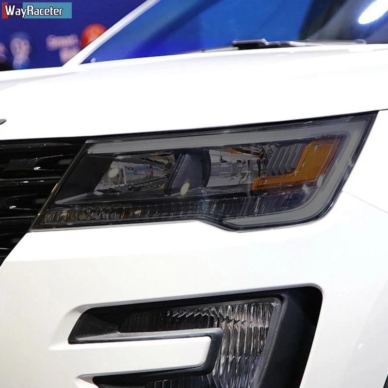 ไฟหน้ารถป้องกันฟิล์มด้านหน้าโปร่งใสรมควันสีดํา TPU สติกเกอร์สําหรับ Ford Explorer 2016-On U502 U625 