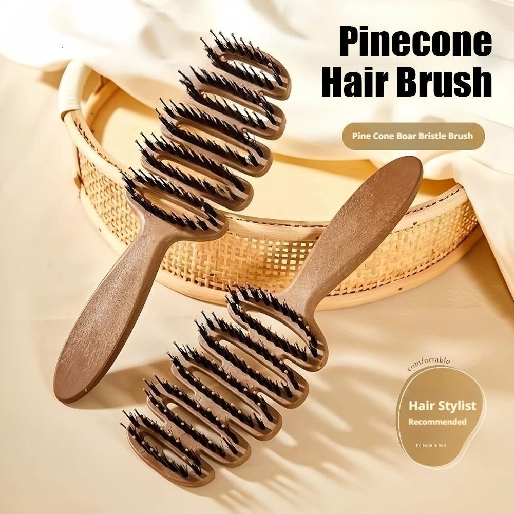 Anti Static Boar Bristle Comb High End Home Stying Pine Hair Fluffy, Hair Cone Smooth Care V4u4