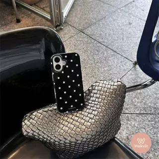 สำหรับ OPPO A60 A6X A38 A58 A3X A3 A5i A57 A16 A54 A76 A52 A18 A3s A31 A15 A35 A17 แฟชั่นเคส IMD จุดสีดำขาวเรียบง่าย
