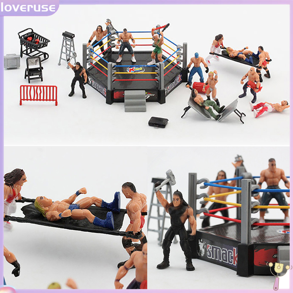 /LOV/ 1 ชุด Wrestling Playset ที่สมจริง DIY Mini Wrestling Action Figure Play ชุดสําหรับเด็ก