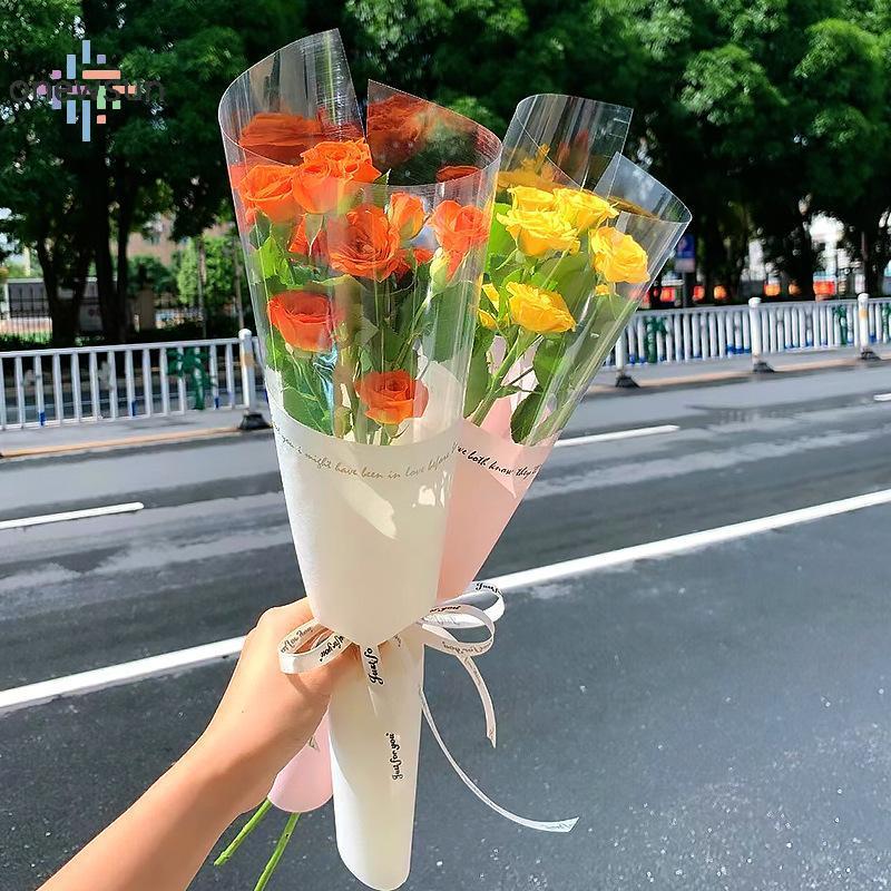 Onew 20 ชิ้นดอกไม้ Wrappers สีสันโปร่งใสกระเป๋าเดี่ยว Bouquet Wrapper สําหรับช่อดอกไม้ดอกไม้ Wrapper