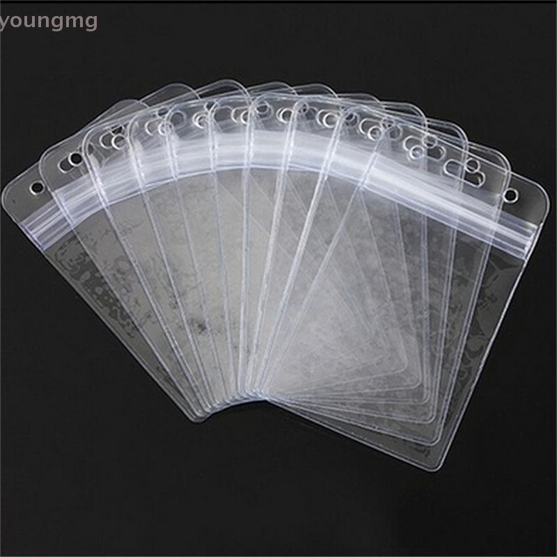 [YG] 10 PCs พลาสติกใสแนวตั้งกันน้ําชื่อแท็กซิป ID Card Holder Hot New TH