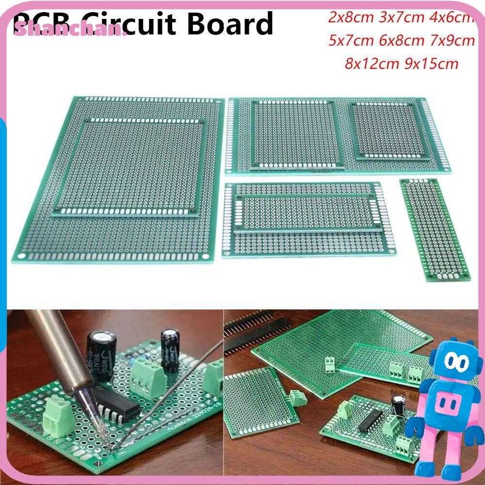 SHANCHAN 1 ชิ้น PCB Board, Universal Double Sided Prototype Board, Tin-plated 2x8 3x7 4x9 8x12 9x15 