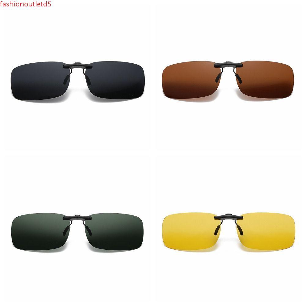QUAKE คลิปแว่นตาสายตาสั้น, Turned Up UV400 Day Night Vision Goggle Clip, Car Night Safety Googles ป้องกันรังสียูวีสะดวกน้ําหนักเบาแว่นตากันแดดแบบหนีบเดินป่า