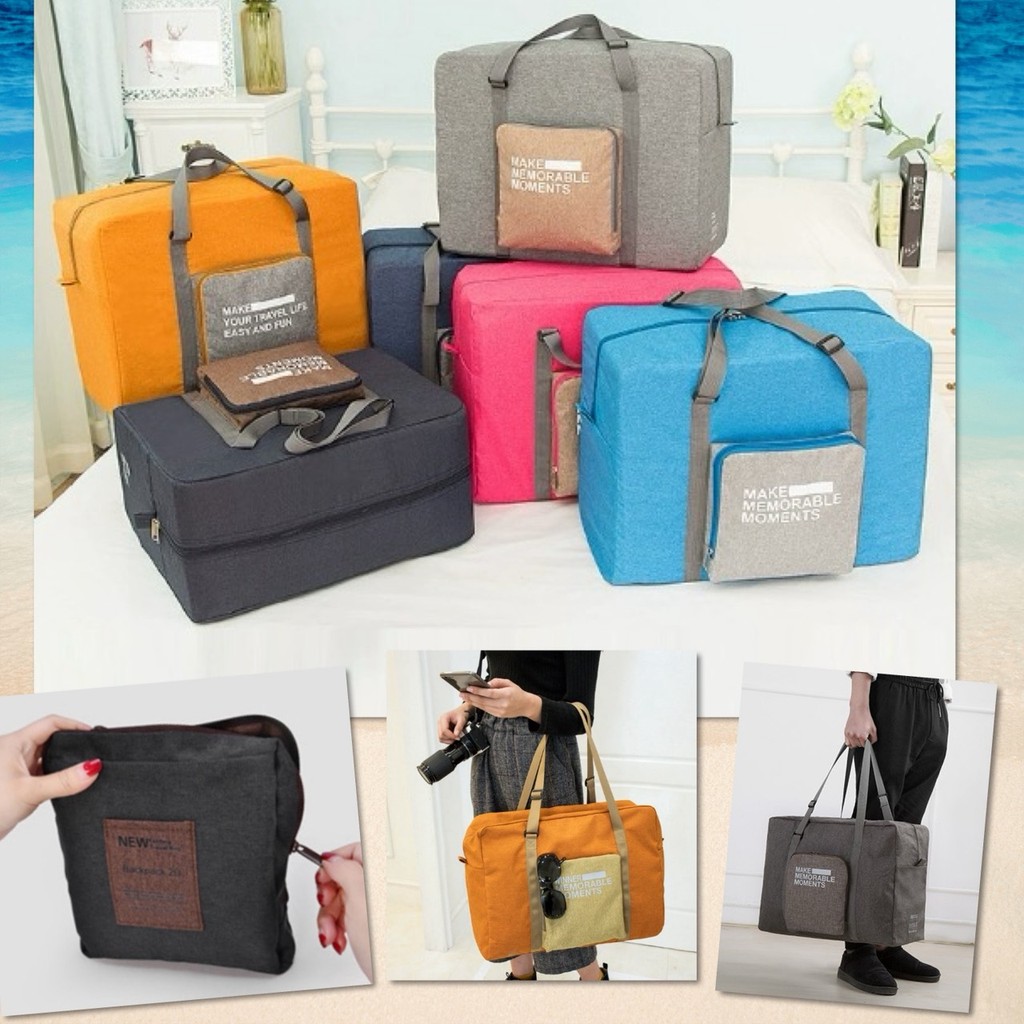 😋 กระเป๋าเดินทาง พับได้ Travel Bag ขึ้นเครื่องบินได้ Carry On กระเป๋าพับ เก็บของ 😋